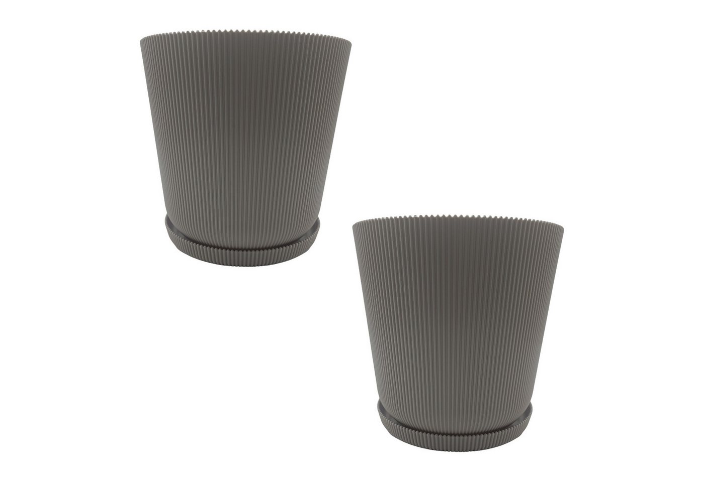 relaxdays Blumentopf mit Untersetzer 2er Set, Hellgrau von relaxdays
