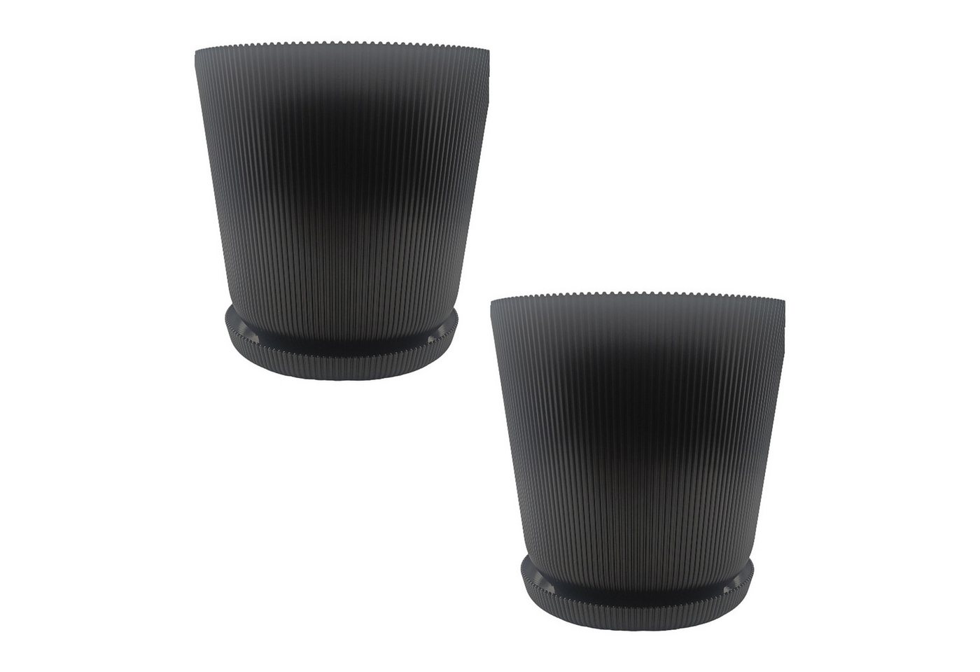 relaxdays Blumentopf mit Untersetzer 2er Set, schwarz von relaxdays