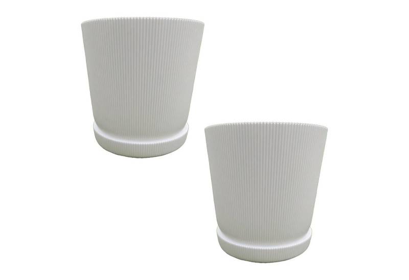 relaxdays Blumentopf mit Untersetzer 2er Set, weiß relaxdays Blumentopf mit Untersetzer 2er Set, weiß von relaxdays