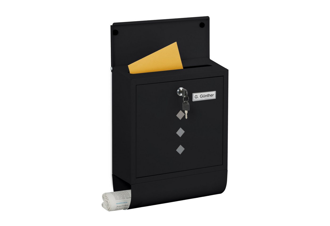 relaxdays Briefkasten mit Zeitungsfach (1-St), Anthrazit von relaxdays