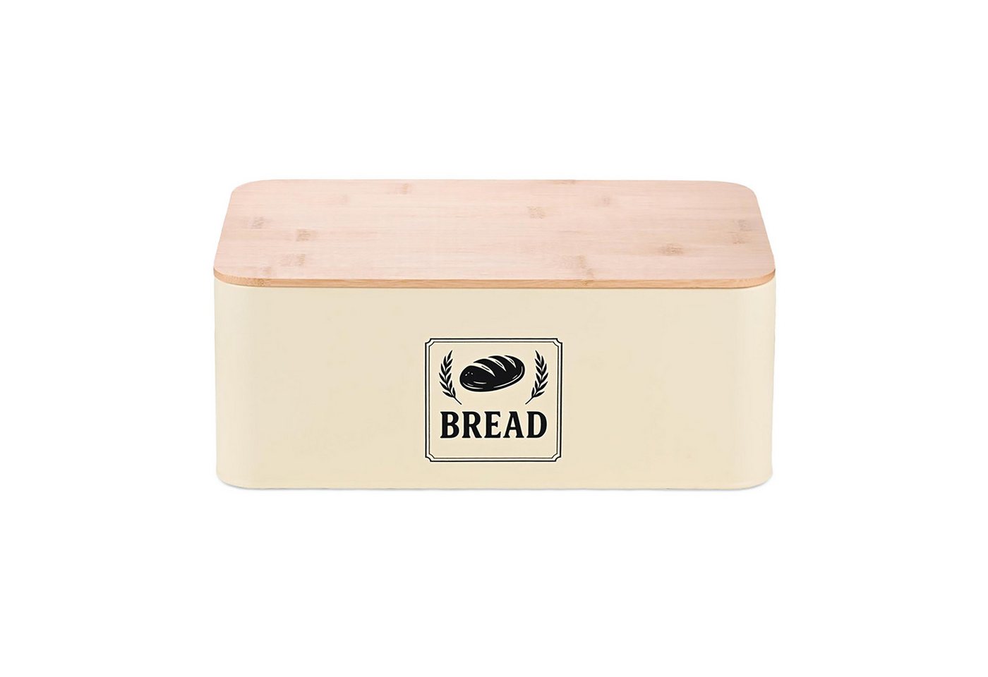 relaxdays Brotkasten mit Bambusdeckel Retro Desig, Eisen, Beige von relaxdays