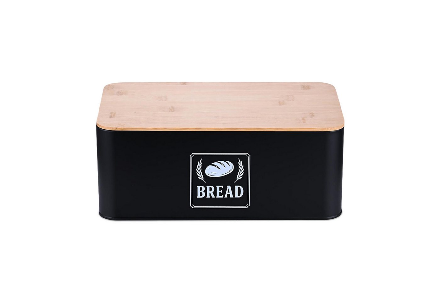 relaxdays Brotkasten mit Bambusdeckel Retro Desig, Eisen, schwarz von relaxdays