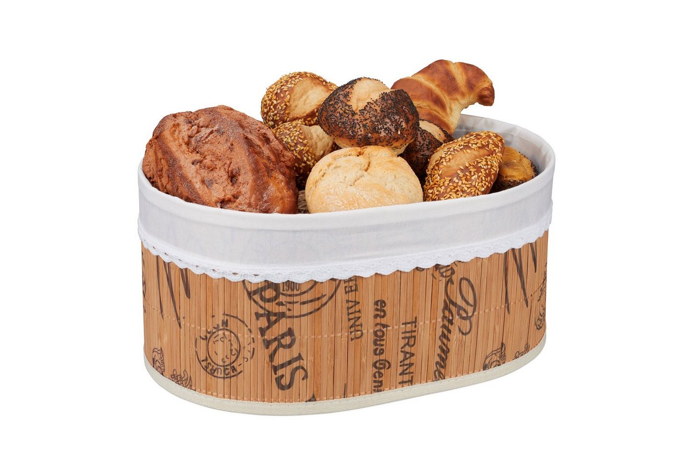 relaxdays Brotkorb Bambus Brotkorb mit Stoffeinsatz, Bambus von relaxdays