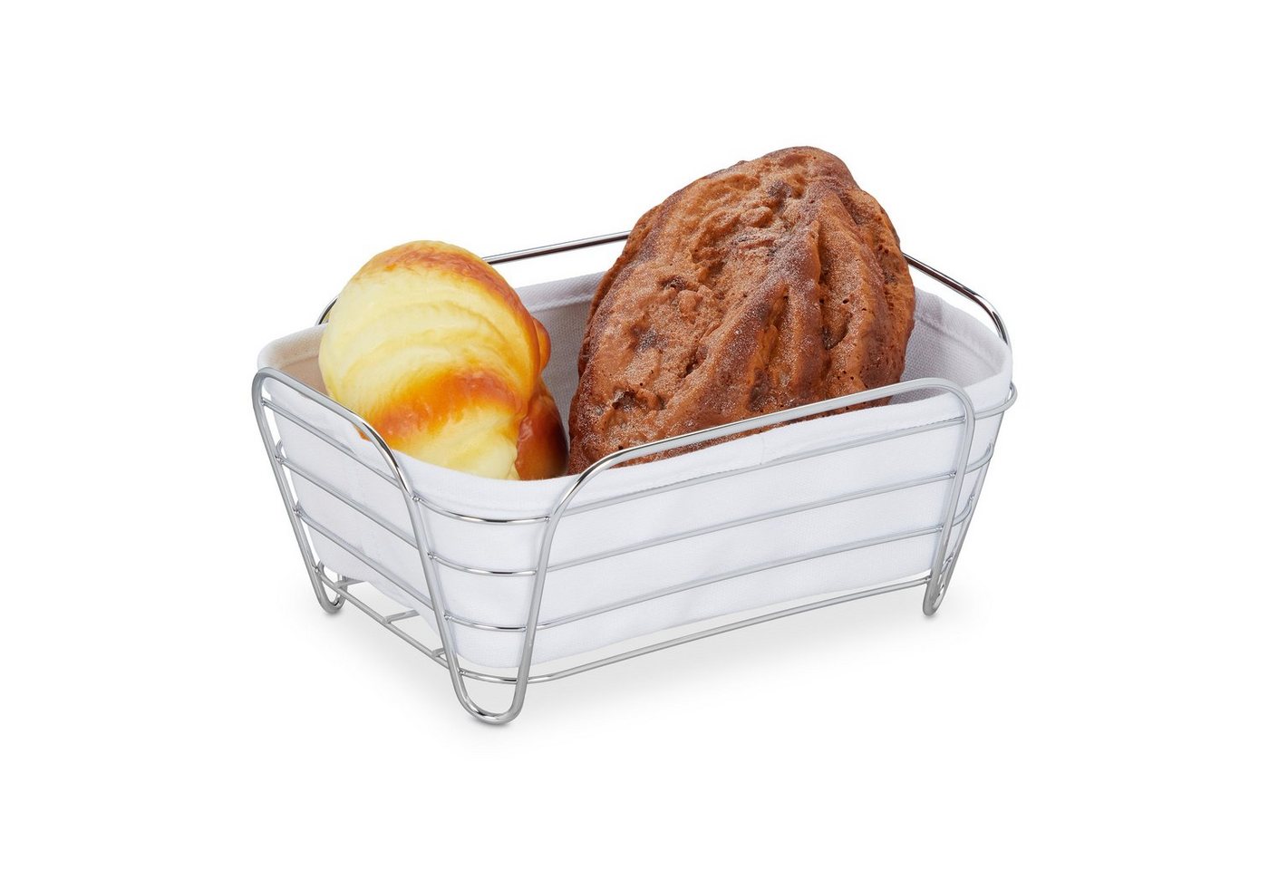 relaxdays Brotkorb Metall mit Stoffeinsatz, Baumwolle, Weiß von relaxdays