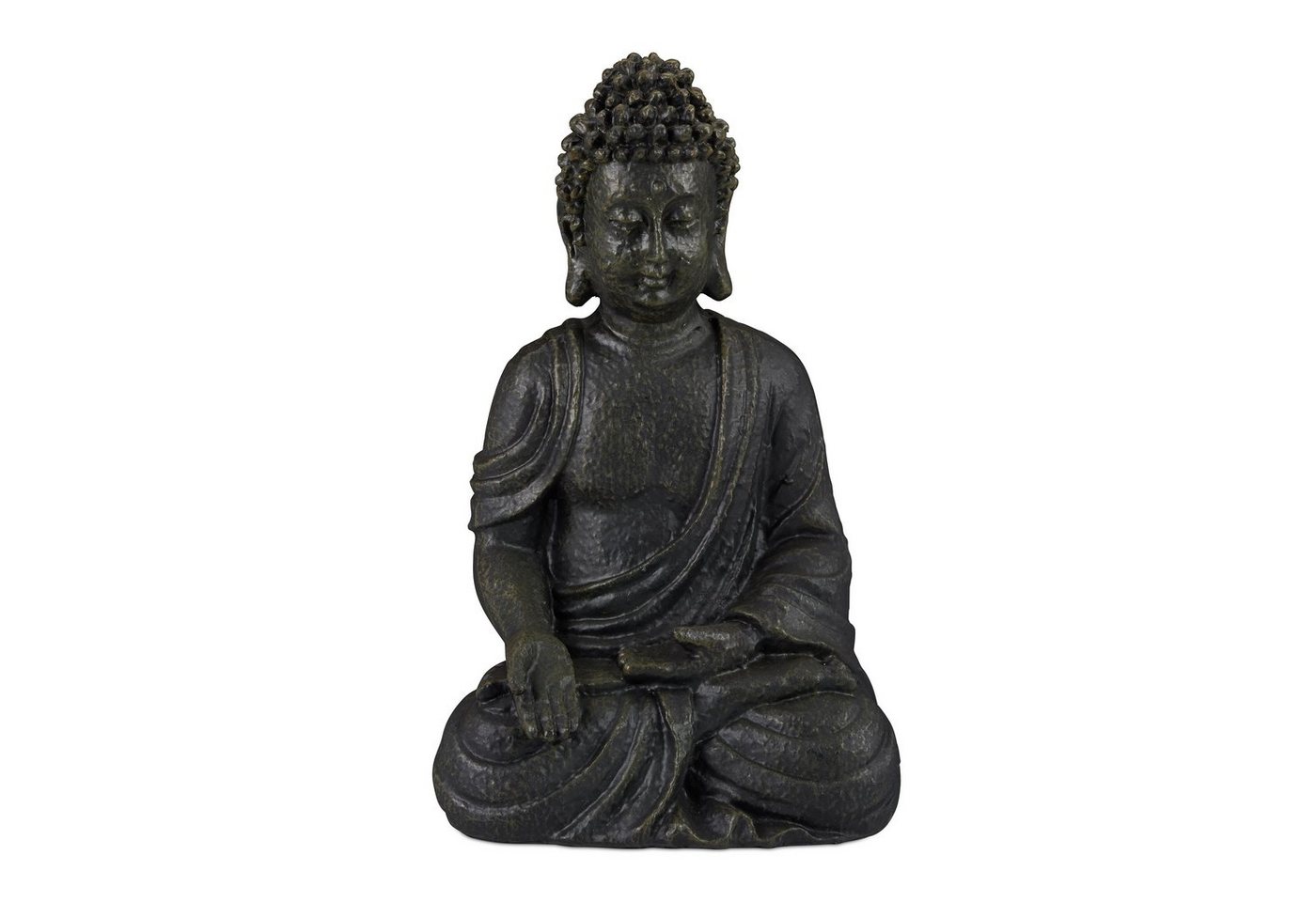 relaxdays Buddhafigur Buddha Figur sitzend 18cm, Dunkelgrau von relaxdays