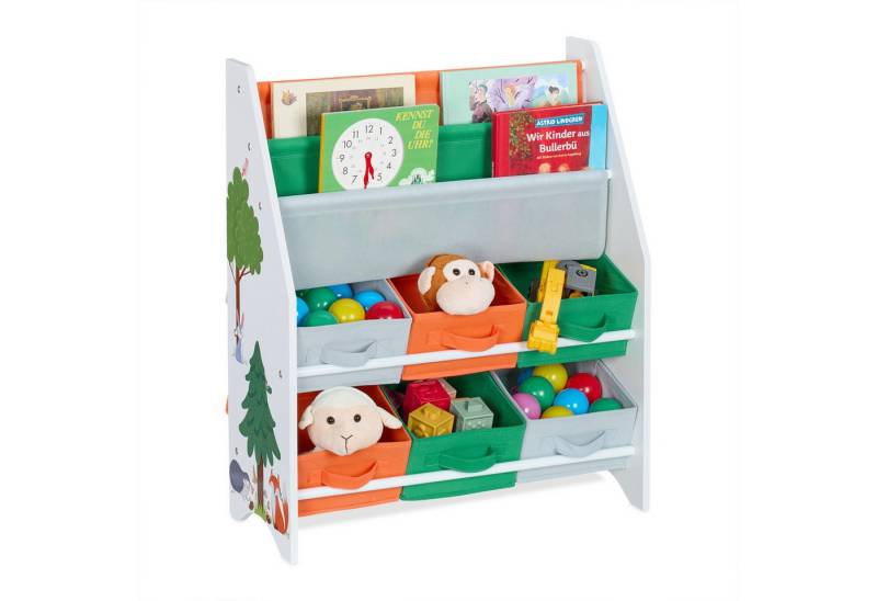 relaxdays Bücherregal Kinderregal mit Aufbewahrungsboxen von relaxdays