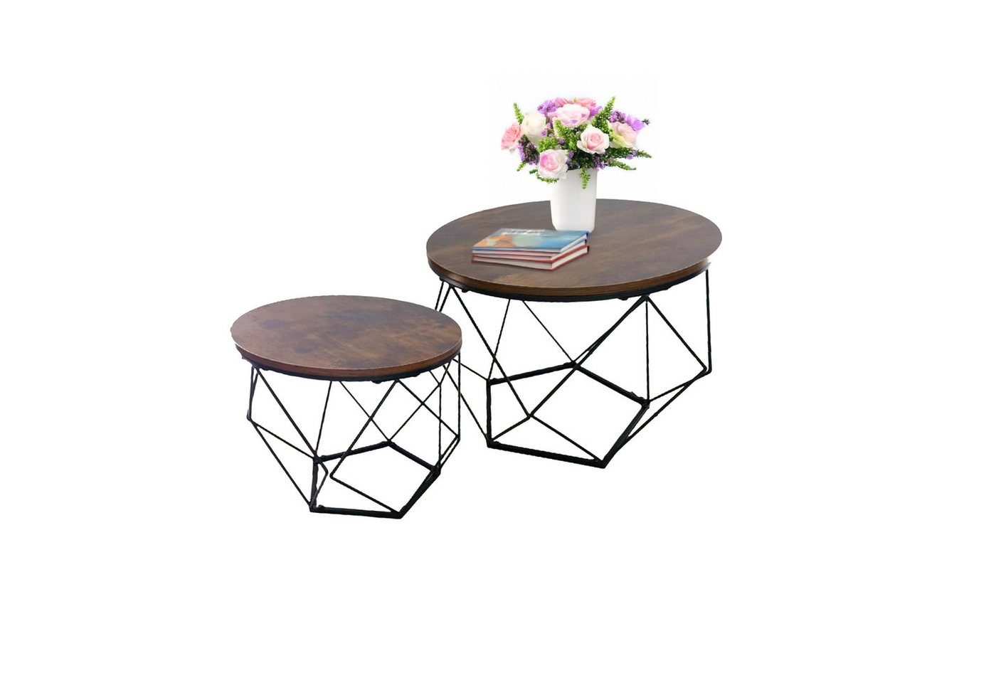 relaxdays Couchtisch 2er Set Industrial Desig, Vintagebraun von relaxdays