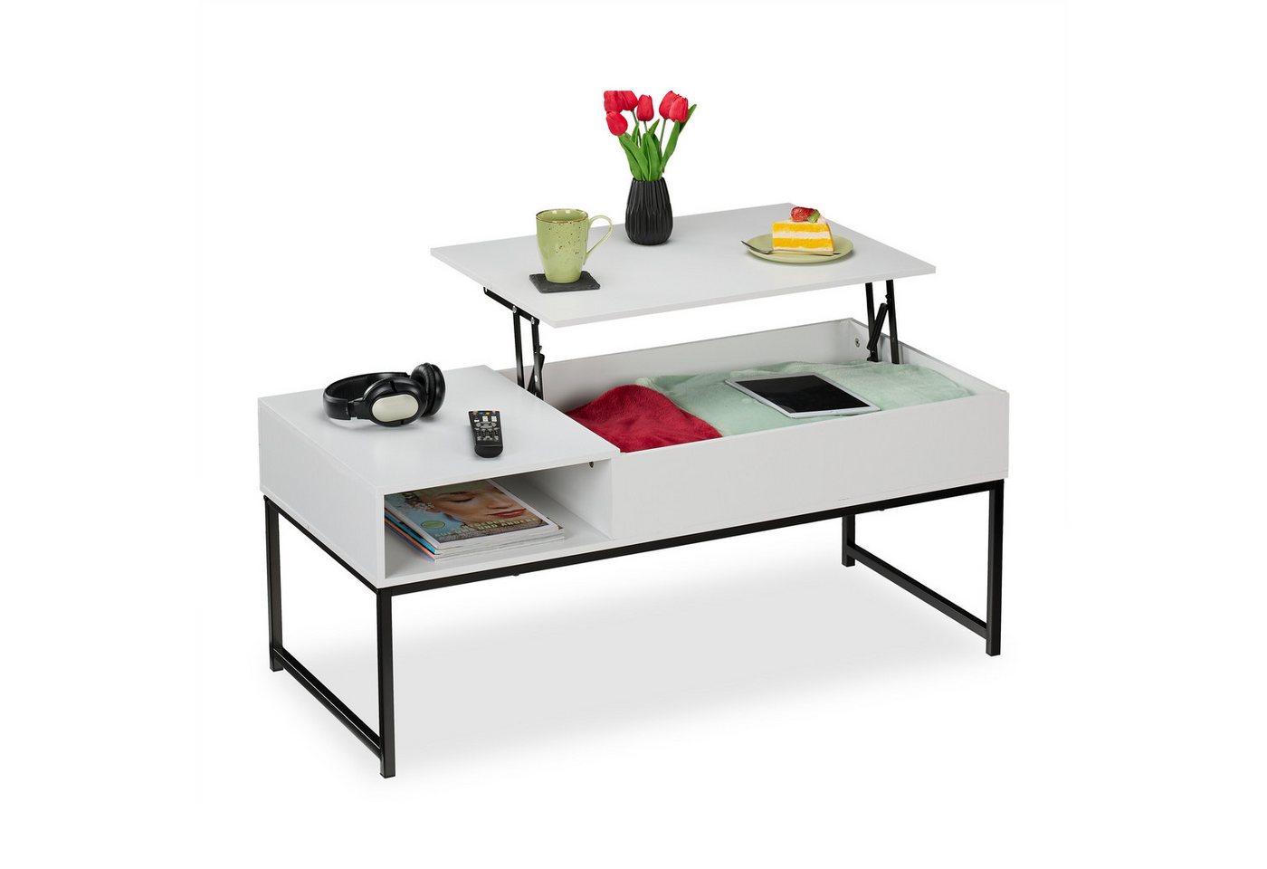 relaxdays Couchtisch Aufklappbarer Couchtisch, B von relaxdays