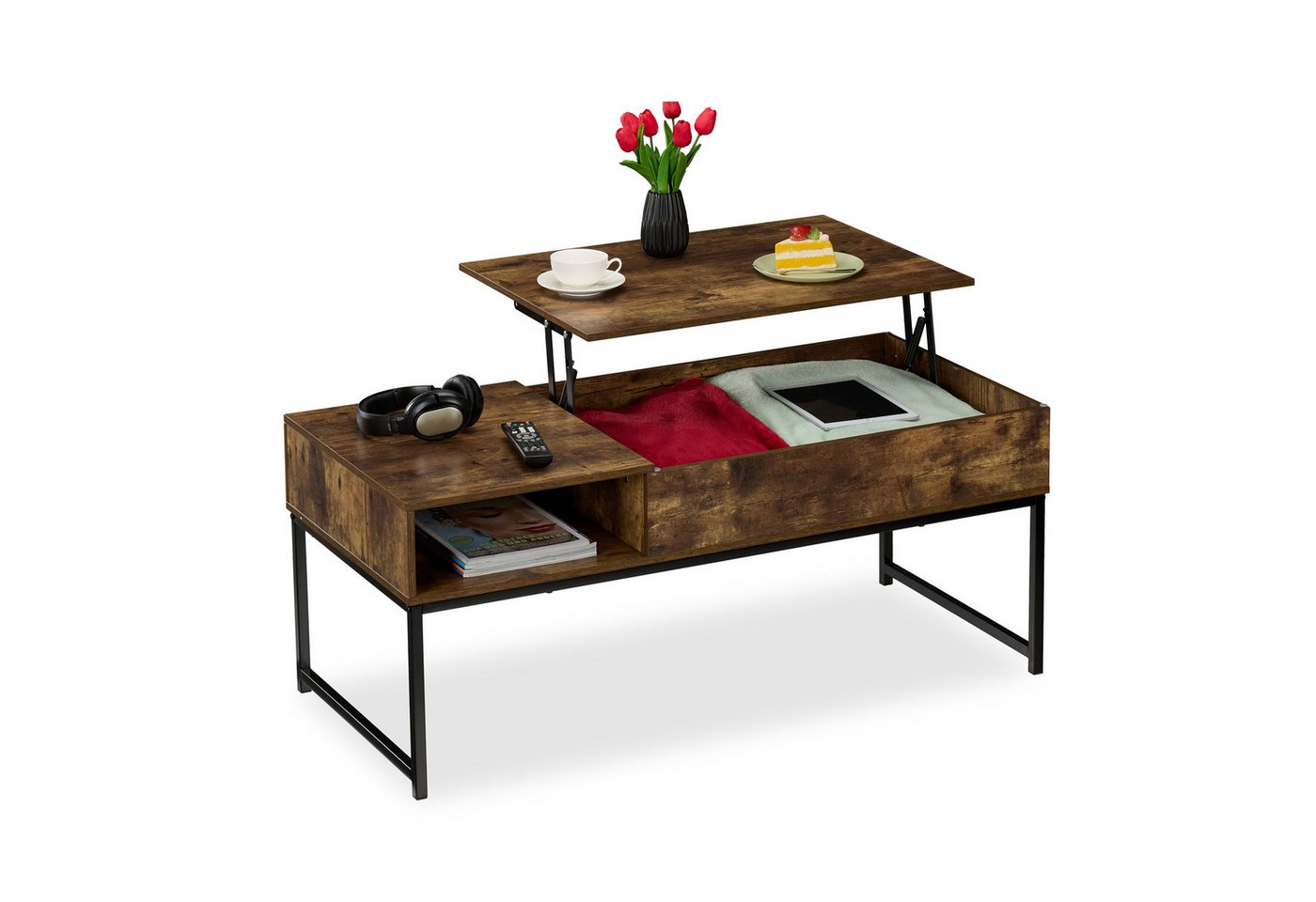 relaxdays Couchtisch Aufklappbarer Couchtisch, C von relaxdays