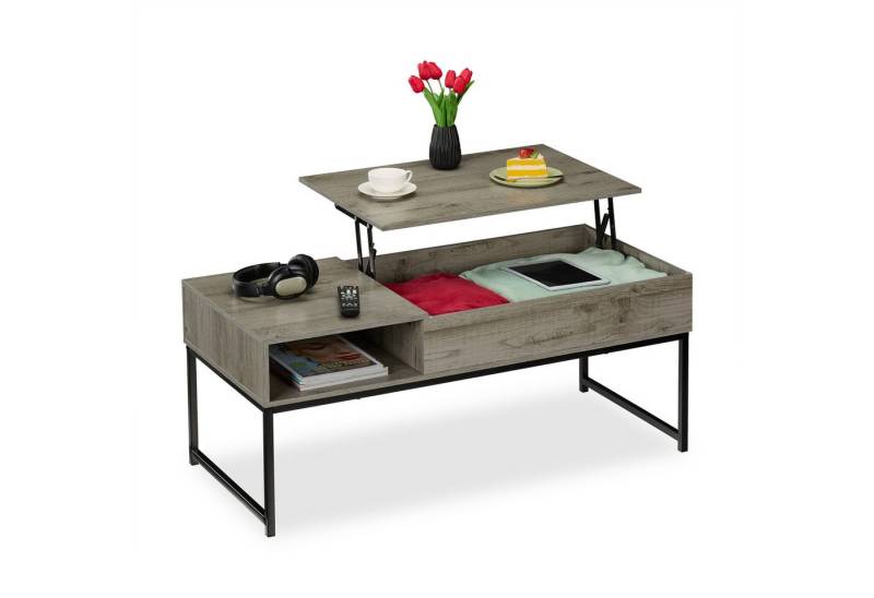 relaxdays Couchtisch Aufklappbarer Couchtisch, D von relaxdays