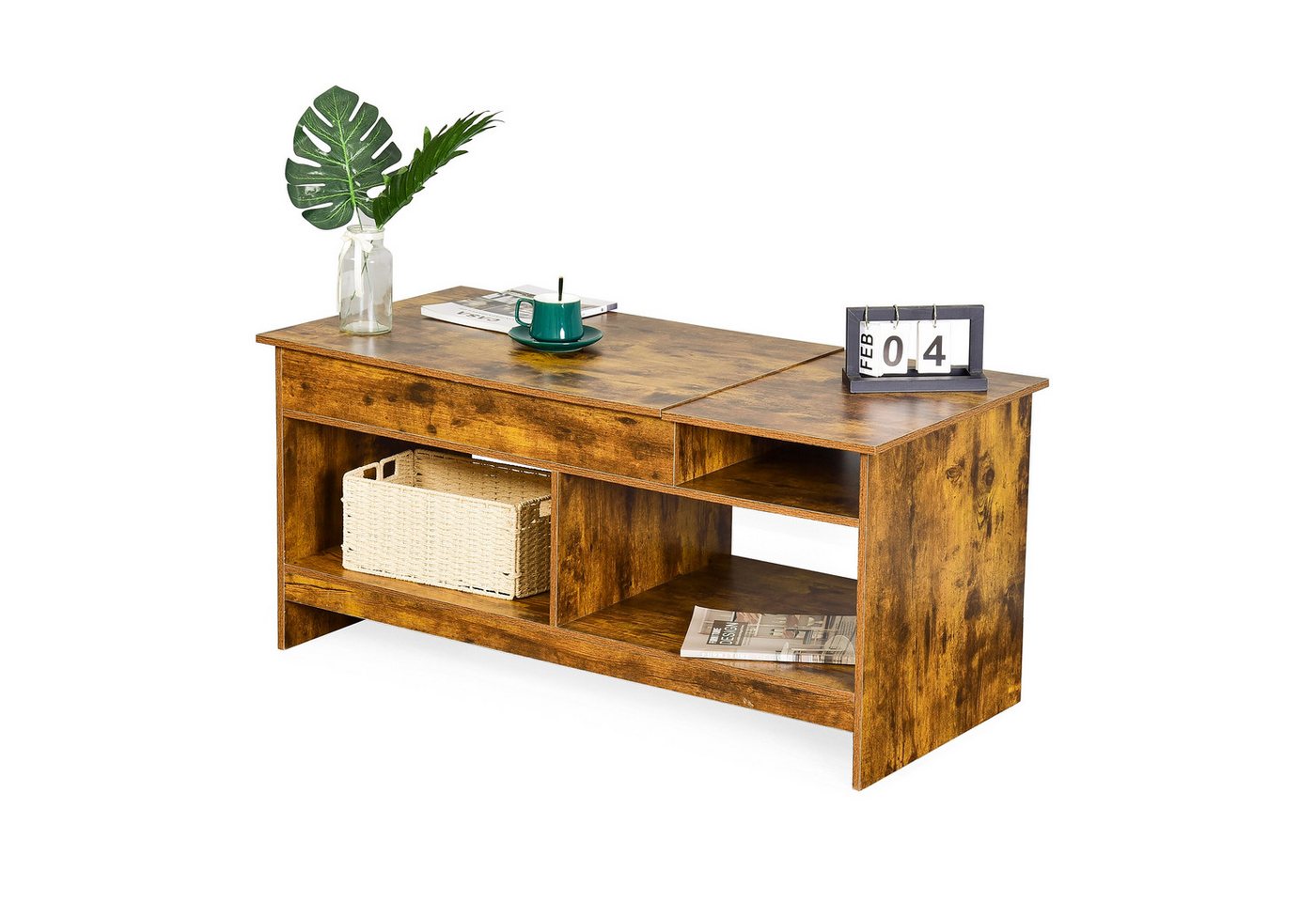 relaxdays Couchtisch Aufklappbarer Couchtisch, Holzoptik von relaxdays