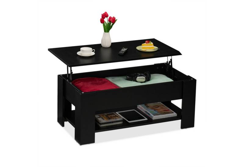 relaxdays Couchtisch Aufklappbarer Couchtisch, Schwarz von relaxdays