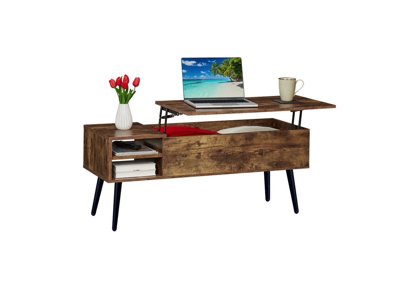 relaxdays Couchtisch mit Stauraum, Holzoptik von relaxdays