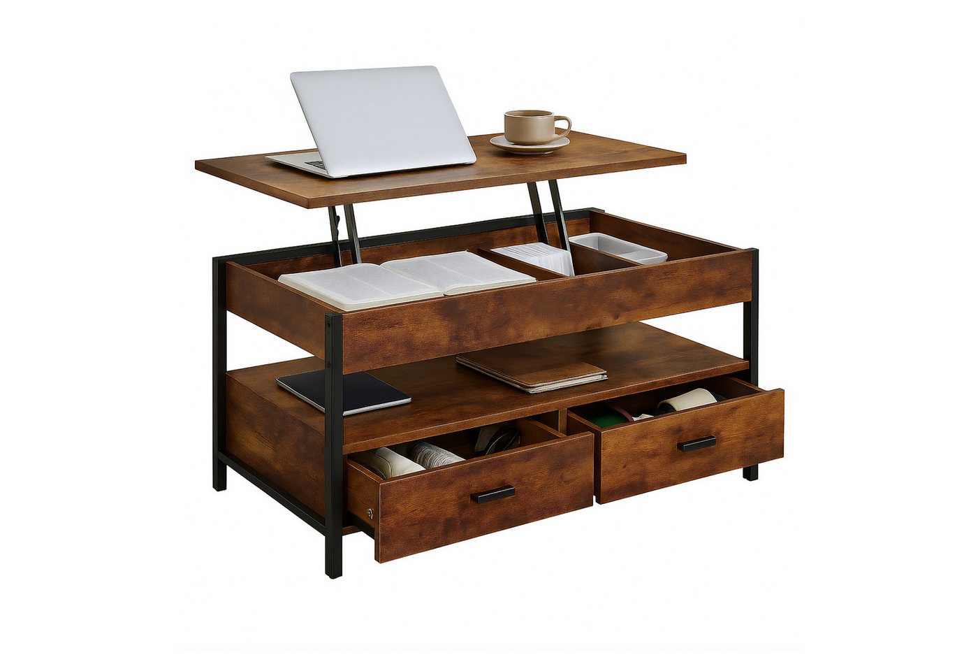 relaxdays Couchtisch mit Stauraum, Vintagebraun von relaxdays