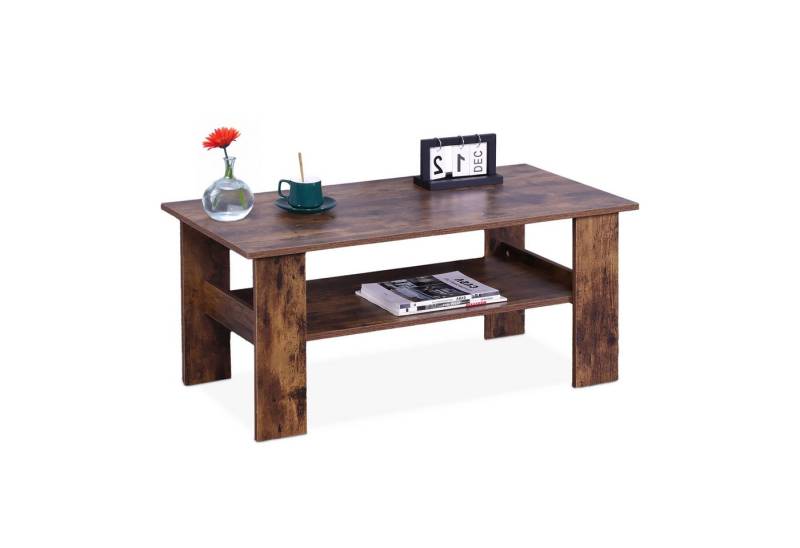 relaxdays Couchtisch mit unterer Ablage, Holzoptik von relaxdays