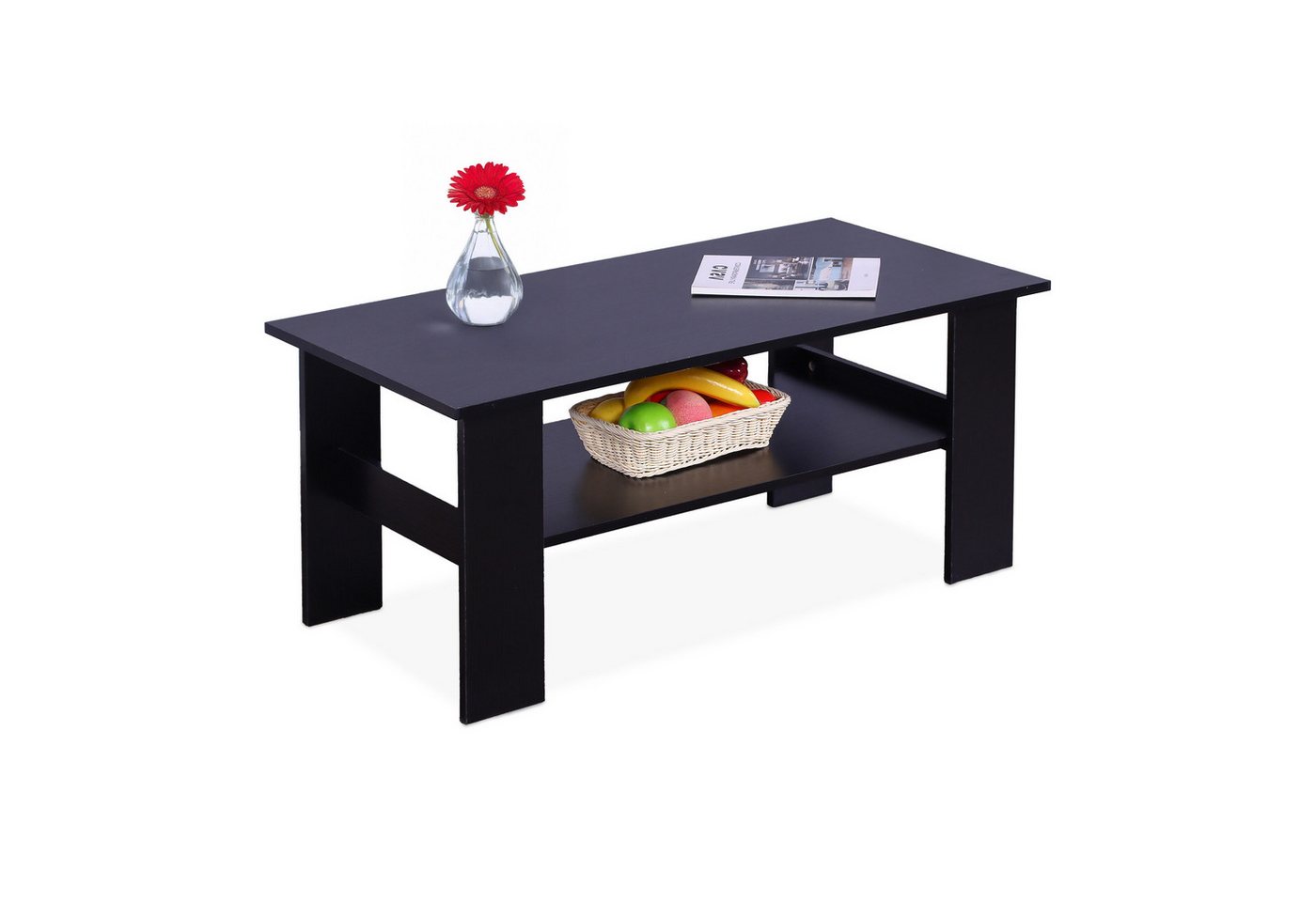 relaxdays Couchtisch mit unterer Ablage, schwarz von relaxdays