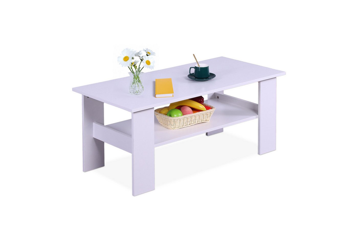 relaxdays Couchtisch mit unterer Ablage, weiß von relaxdays