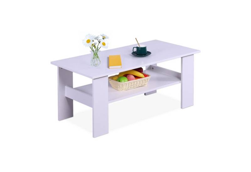 relaxdays Couchtisch mit unterer Ablage, weiß von relaxdays