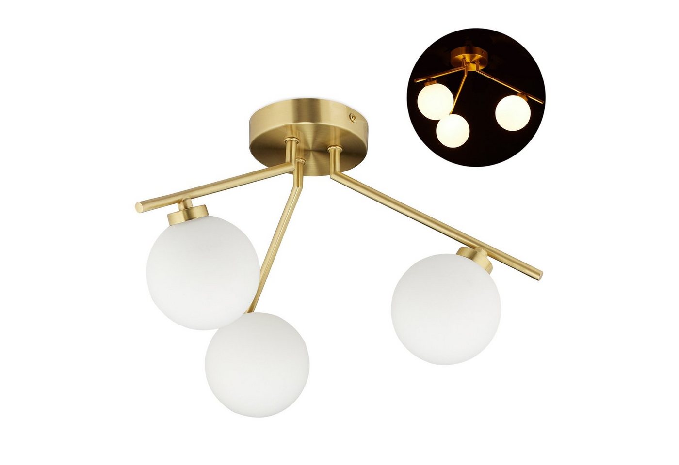 relaxdays Deckenleuchte Deckenlampe mit 3 Kugeln GLOBI von relaxdays