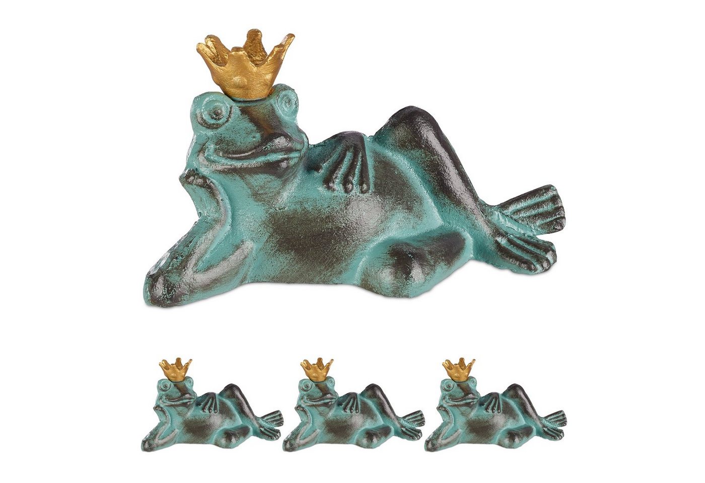 relaxdays Dekofigur 4 x Gartenfigur Froschkönig S von relaxdays