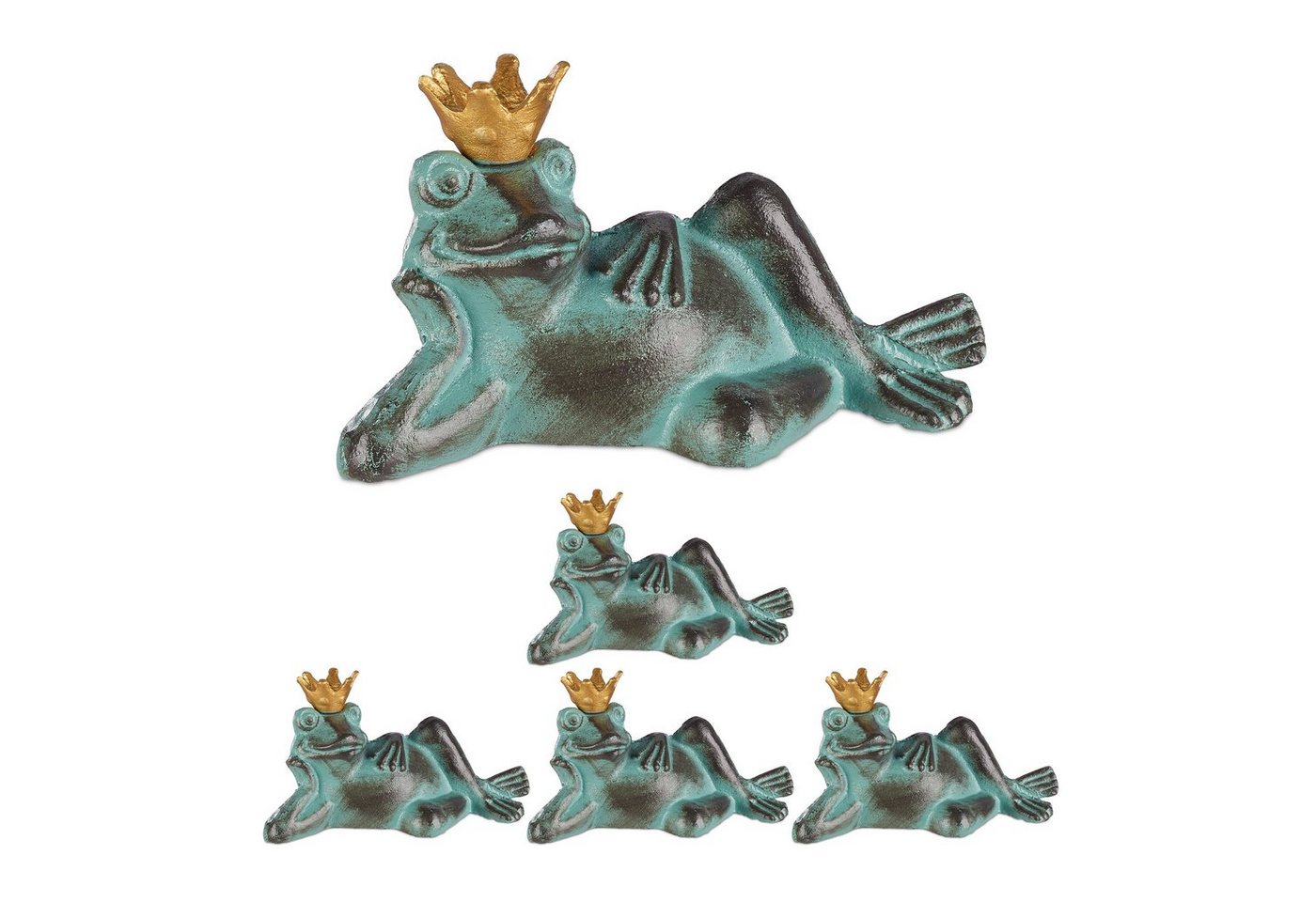 relaxdays Dekofigur 5 x Gartenfigur Froschkönig S von relaxdays