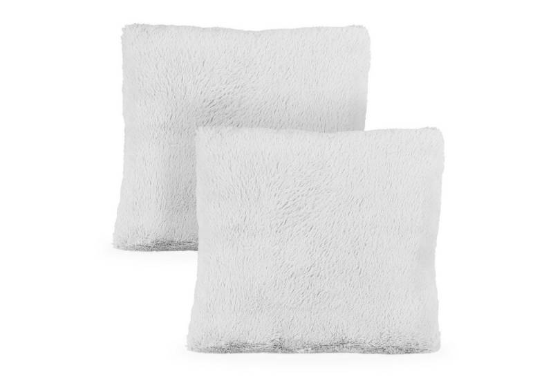 relaxdays Dekokissen 4 x flauschige Kissen grau von relaxdays