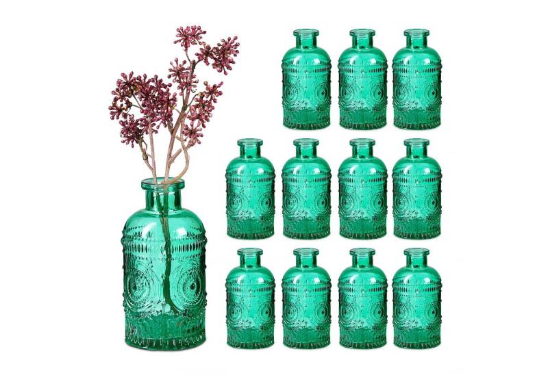 relaxdays Dekovase Glasvase 12er Set für Tischdeko, grün relaxdays Dekovase Glasvase 12er Set für Tischdeko, grün von relaxdays