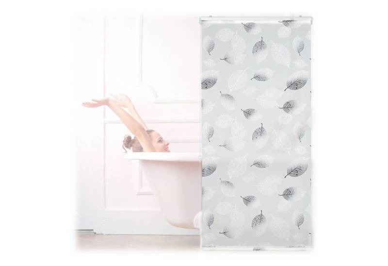 relaxdays Duschrollo mit Blätter Desig Breite 80 cm, 80x240cm von relaxdays