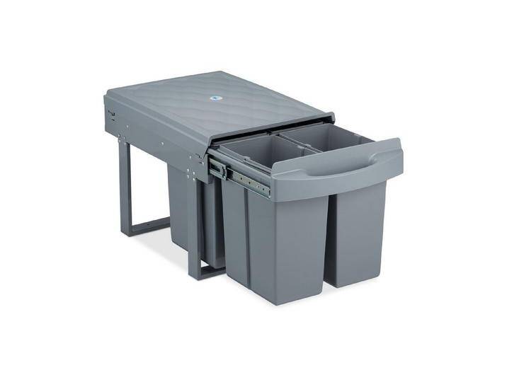 relaxdays Einbaumülleimer Grau Deluxe 4x8L, grau von relaxdays