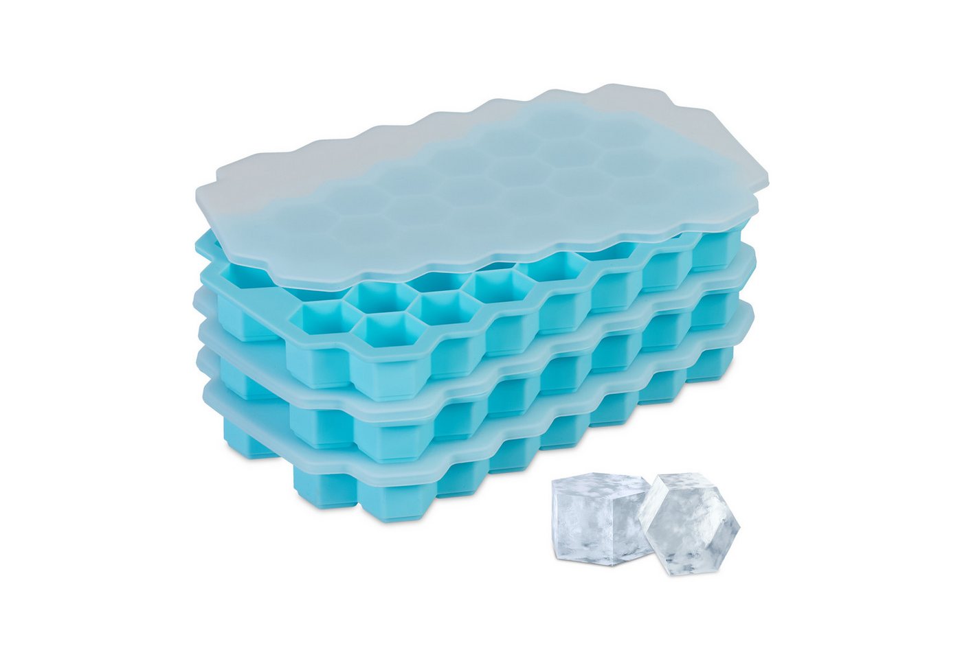 relaxdays Eiswürfelform Silikon Eiswürfelform 3er Set, (3-tlg) von relaxdays