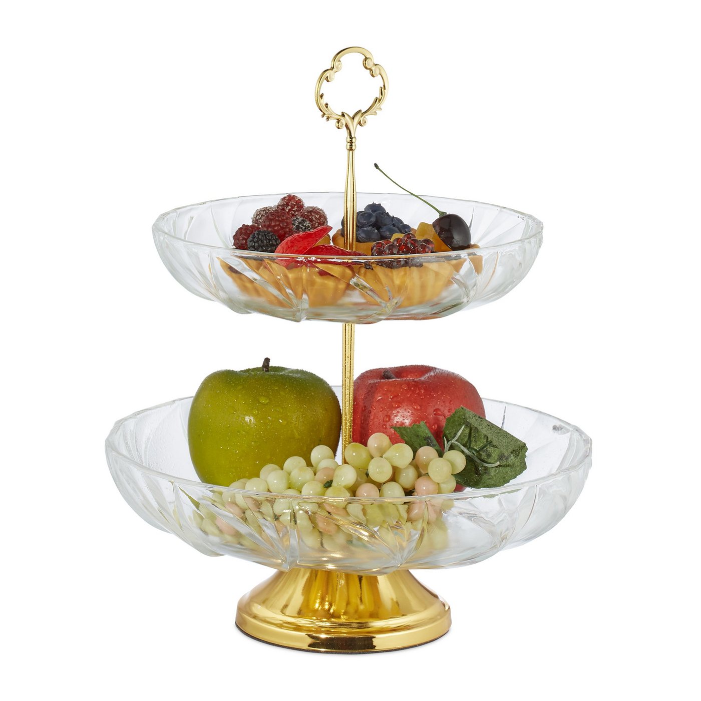 relaxdays Etagere Glas Etagere mit 2 Etagen, Glas von relaxdays