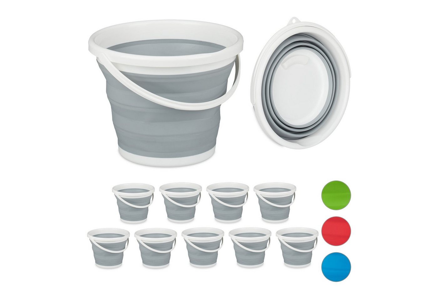relaxdays Falteimer 10 x Faltbarer Eimer 10 l grau relaxdays Falteimer 10 x Faltbarer Eimer 10 l grau von relaxdays