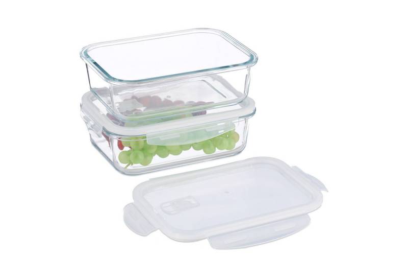 relaxdays Frischhaltedose Glasbehälter mit Deckel im Set, Glas, (2-tlg), 2 x 1520ml von relaxdays