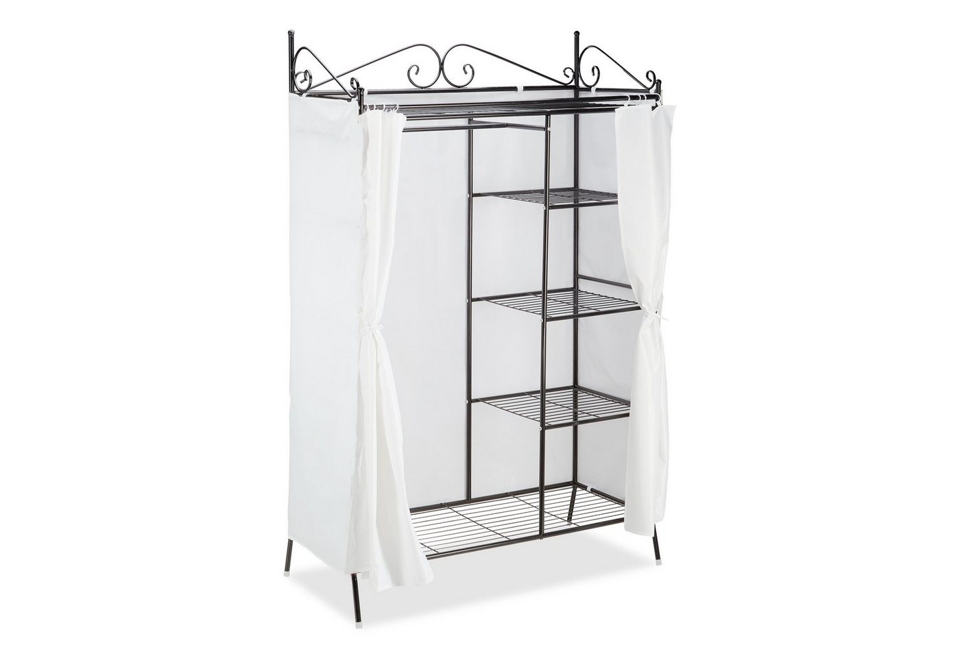 relaxdays Garderobenschrank Metall Garderobe COUNTRY mit Stoffbezug Schwarz von relaxdays