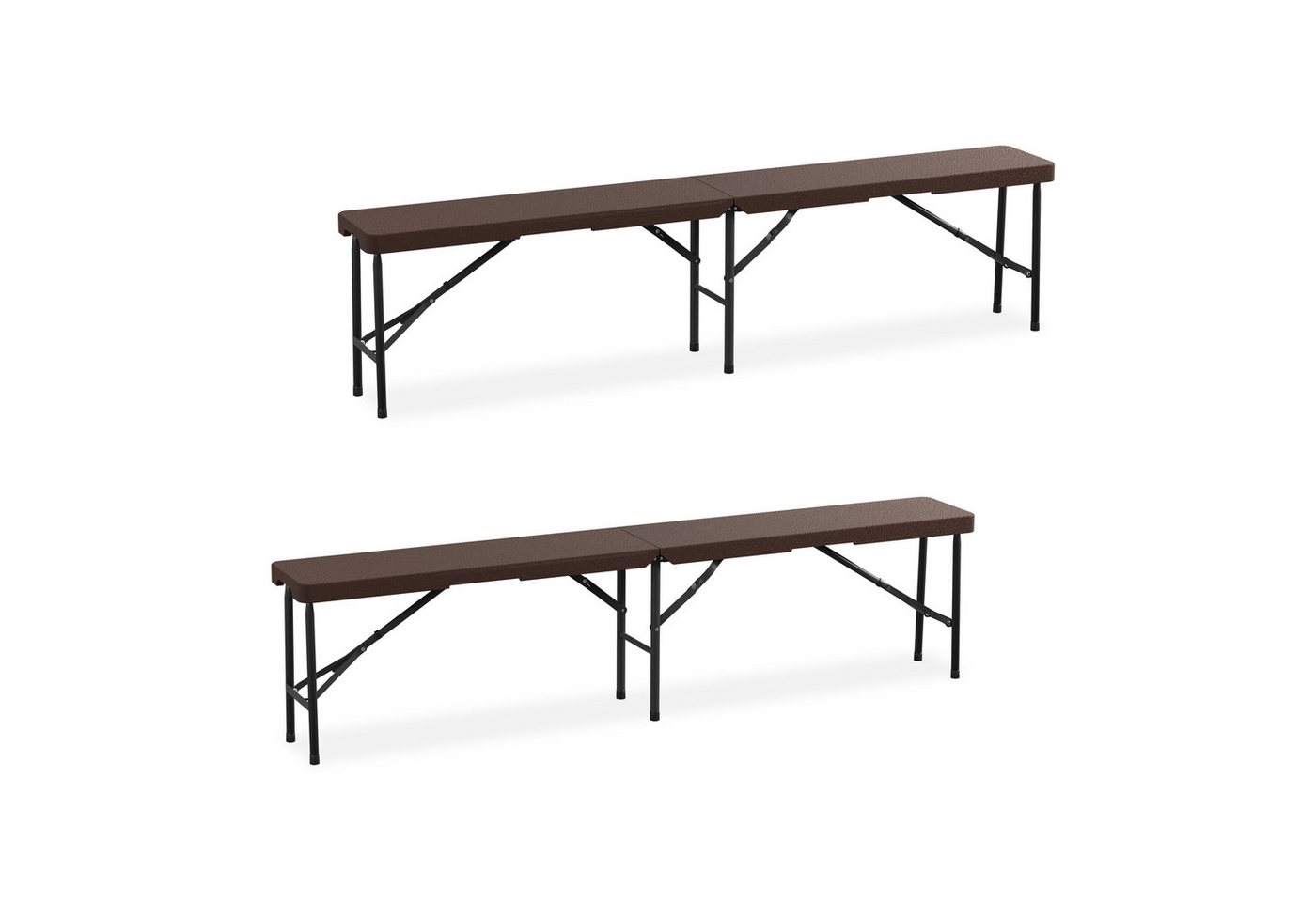 relaxdays Gartenbank Bierbank 2er Set 180 cm (2er Set), Braun von relaxdays