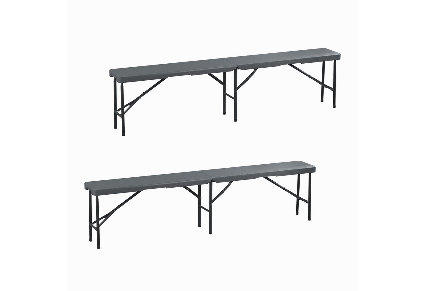 relaxdays Gartenbank Bierbank 2er Set 180 cm (2er Set), Grau von relaxdays