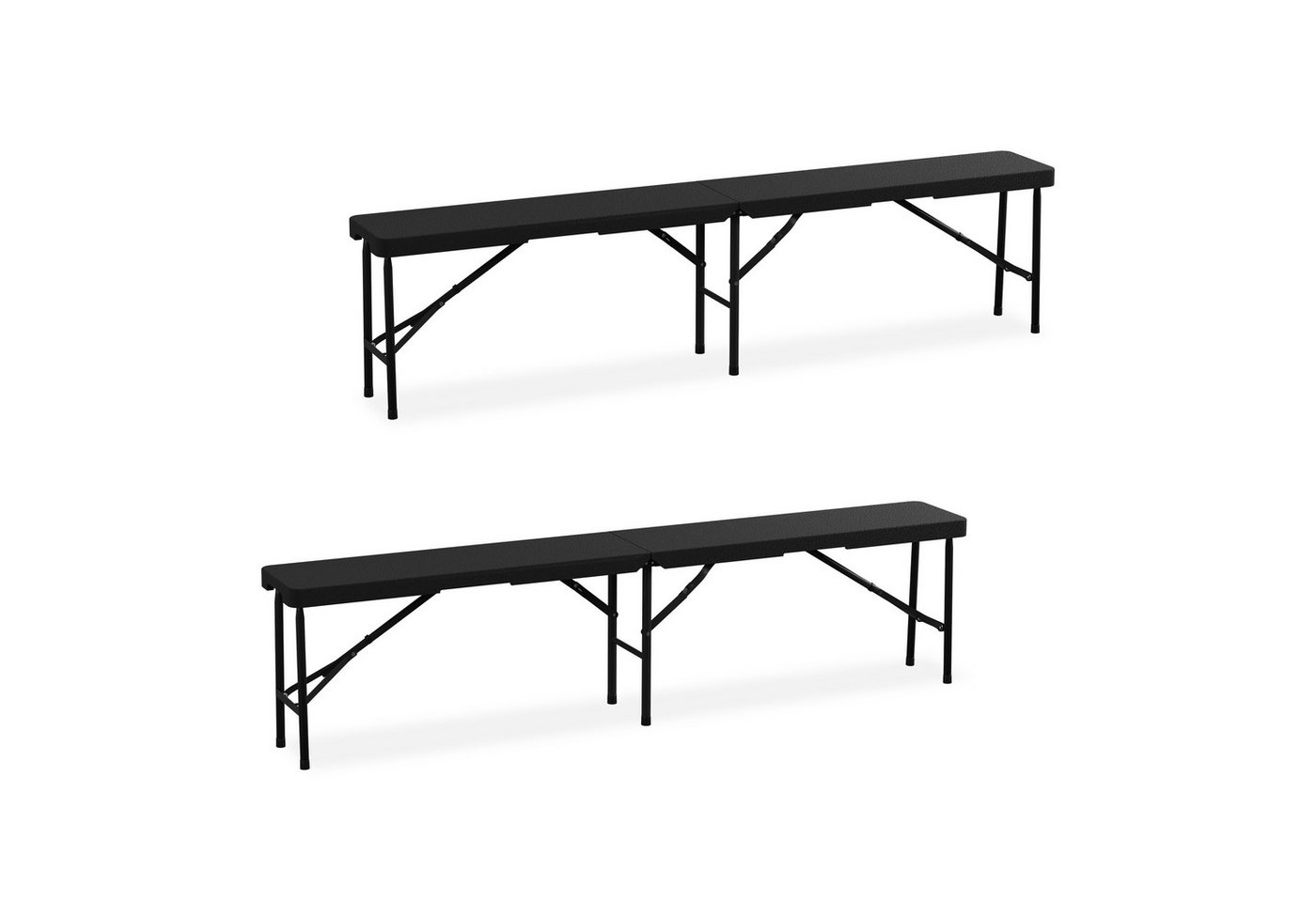 relaxdays Gartenbank Bierbank 2er Set 180 cm (2er Set), Schwarz von relaxdays