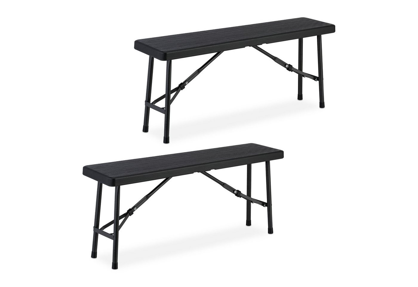 relaxdays Gartenbank Bierbank 2er Set Holzoptik (2er Set), Schwarz von relaxdays
