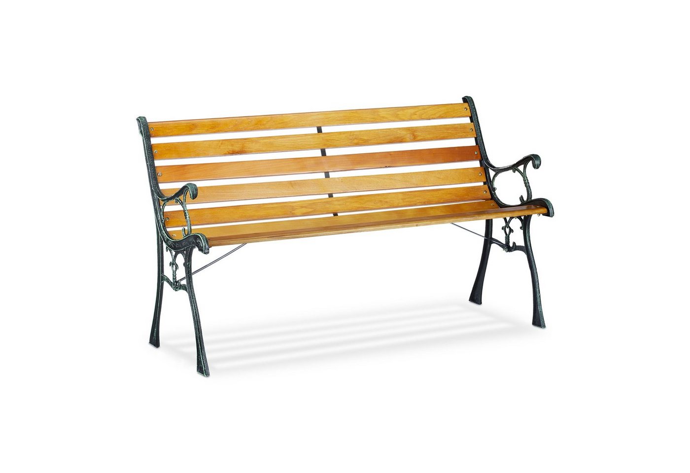 3-Sitzer Relaxdays Gartenbank Sitzbank mit Holzstreben Balkon & Terrasse rustikal HBT 80,5 x 143,5 x 53 cm orange 