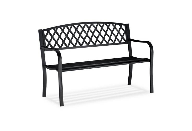 relaxdays Gartenbank Metall Gartenbank mit Flechtmuster von relaxdays