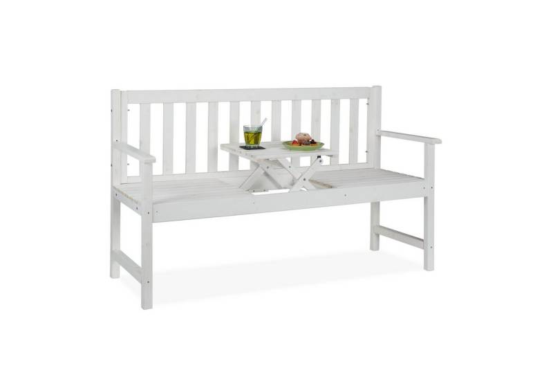 relaxdays Gartenbank Weiße Gartenbank mit Tisch relaxdays Gartenbank Weiße Gartenbank mit Tisch von relaxdays