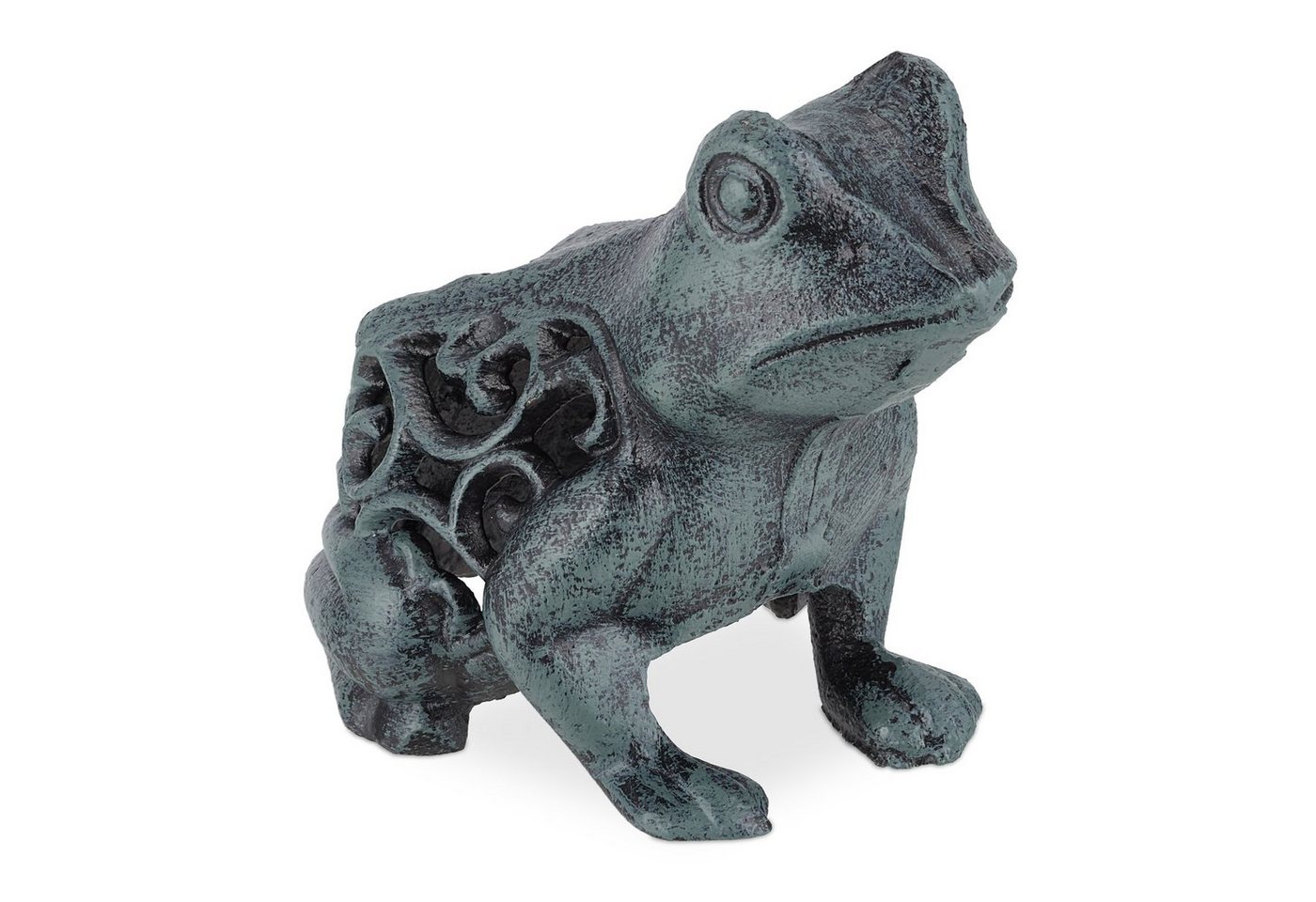 relaxdays Gartenfigur Frosch Deko Gusseisen, Grün von relaxdays