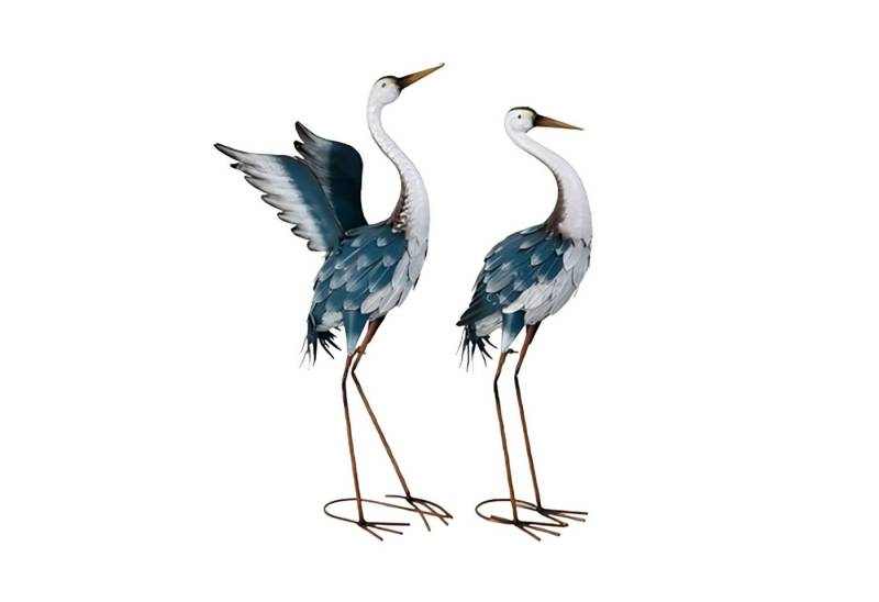 relaxdays Gartenfigur Gartendeko-Figur Reiher 2er Set, (2er Set) von relaxdays