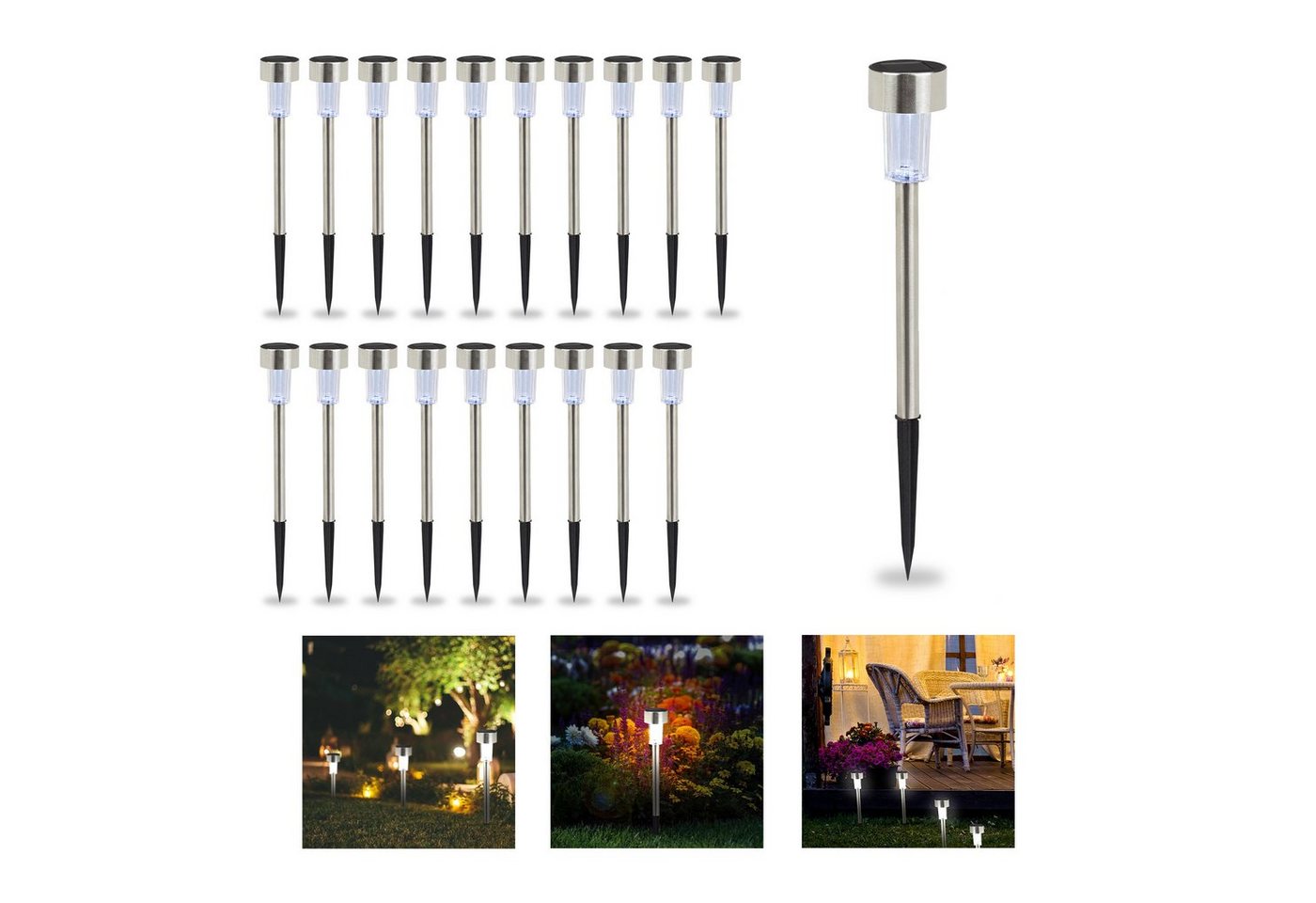 relaxdays Gartenleuchte 20 x LED Solarleuchte weißes Licht von relaxdays