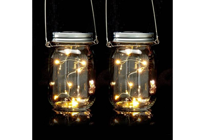 relaxdays Gartenleuchte LED Solar Glas 2er Set von relaxdays