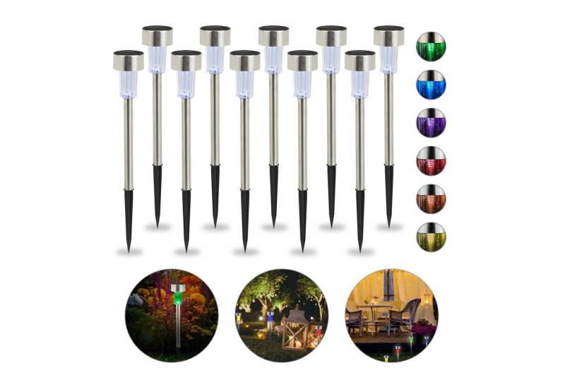 relaxdays Gartenleuchte LED Solarleuchte 10er Set, Farbwechsel relaxdays Gartenleuchte LED Solarleuchte 10er Set, Farbwechsel von relaxdays