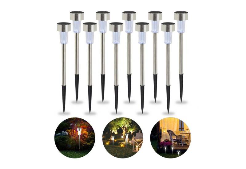 relaxdays Gartenleuchte LED Solarleuchte 10er Set, Weißes Licht von relaxdays