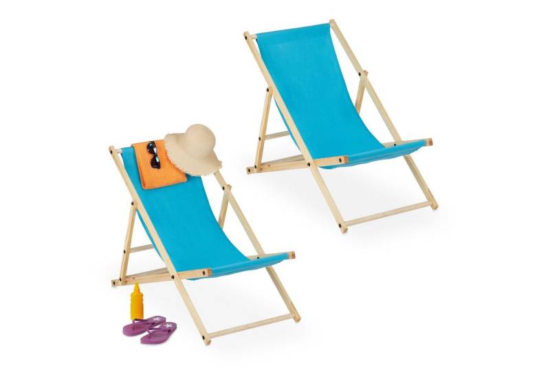 relaxdays Gartenliege Liegestuhl Holz 2er Set, Hellblau relaxdays Gartenliege Liegestuhl Holz 2er Set, Hellblau von relaxdays