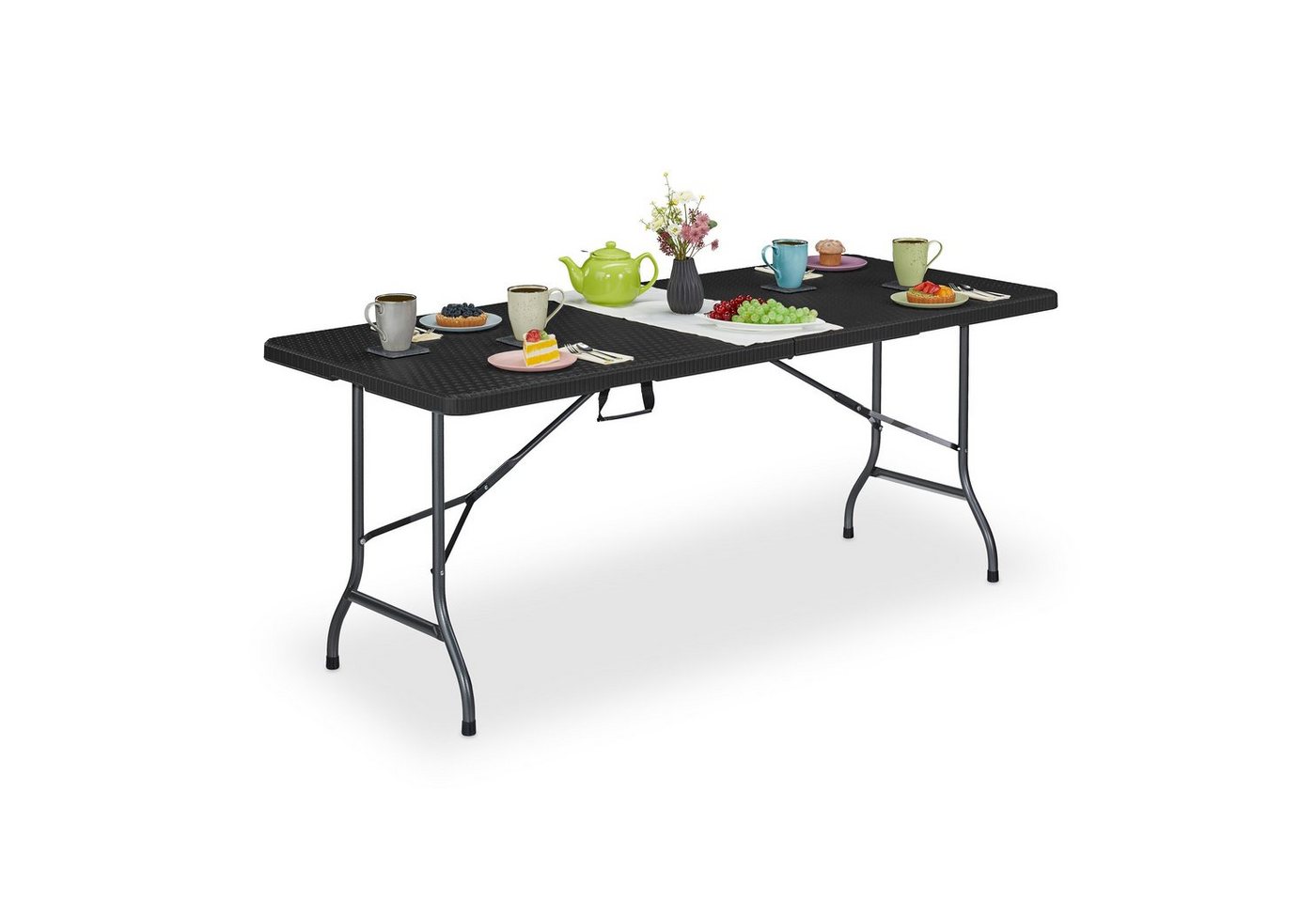 relaxdays Gartentisch Gartentisch in schwarzer Rattan-Optik von relaxdays