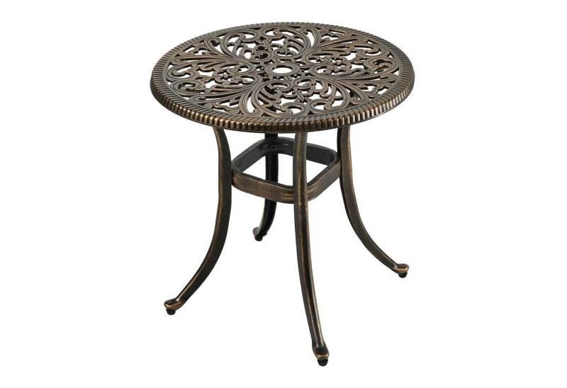 relaxdays Gartentisch Runder Gartentisch mit Schirmloch, Schwarz-Bronze von relaxdays